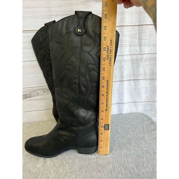 True Craft TANNER Black Distressed Fabric Pull On Western Boots Women’s Size 8 - Picture 5 of 8